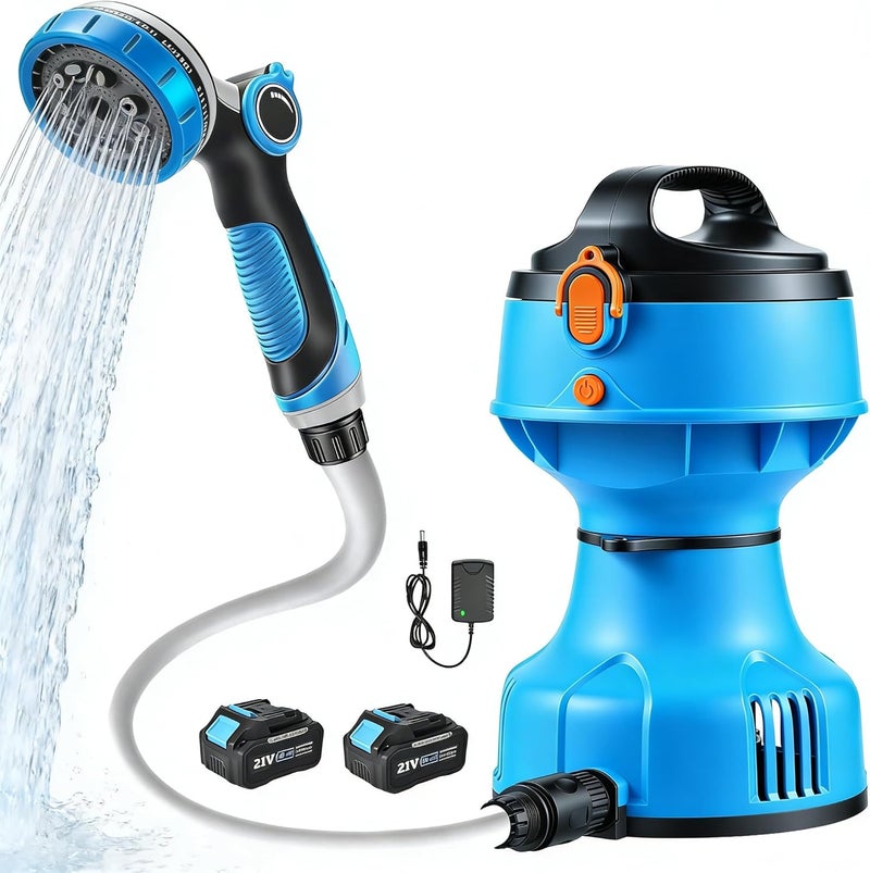 GWANZI 1/4HP Cordless Water Transfer Pump Submersible Water Pump 750GPH 30FT Head Included 2x4000mAh 21V Battery and Charger IPX8 Pool Cover Pump 3/4" Outlet for Pool Pond RV Boat Garden Bathtub - Image 1
